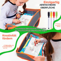 Tăviță de voiaj pentru copii ECOFANTASY pentru mașină, cu suport pentru tabletă, lavabilă – Portocaliu 6