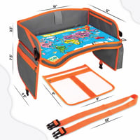 Tăviță de voiaj pentru copii ECOFANTASY pentru mașină, cu suport pentru tabletă, lavabilă – Portocaliu 8