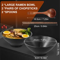 Ecofocet 2 db kerámia ramen tál 1000 ml evőeszközzel fekete 3