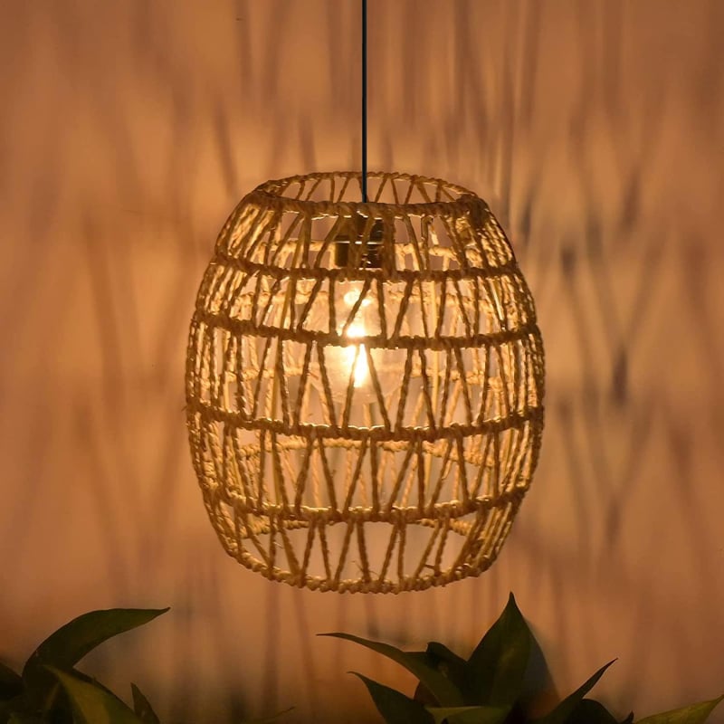 EcoGehen 3db Rattan Függőlámpa Akkumulátoros Kültéri Beltéri Boho Stílusú Hordozható Lámpa Kert