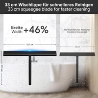 Racletă de duș din silicon ecooe 33 cm cu suport negru, montare fără găurire - Accesoriu pentru curățarea cabinei de duș și a geamurilor, anti-calcar 2