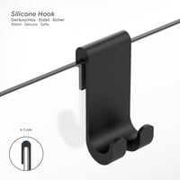 Racletă de duș din silicon ecooe 33 cm cu suport negru, montare fără găurire - Accesoriu pentru curățarea cabinei de duș și a geamurilor, anti-calcar 6