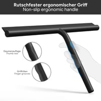 Racletă de duș din silicon ecooe 33 cm cu suport negru, montare fără găurire - Accesoriu pentru curățarea cabinei de duș și a geamurilor, anti-calcar 4