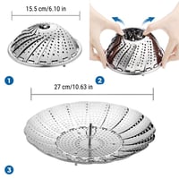 ecooe Nerezový naparovací košík, nastaviteľný pre hrnce s priemerom 15,5 – 27 cm 3