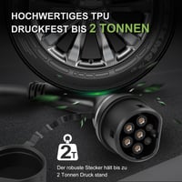 Nabíjací kábel pre elektromobily ECOPOINT 11-5-STR Typ 2, 11 kW, 3-fázový 16A, Mennekes Mode 3, kompatibilný s EV a PHEV, 5 m rovný kábel 6