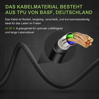 Nabíjací kábel pre elektromobily ECOPOINT 11-5-STR Typ 2, 11 kW, 3-fázový 16A, Mennekes Mode 3, kompatibilný s EV a PHEV, 5 m rovný kábel 3