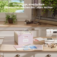 Harmonikový zakladač na dokumenty A4 EcoStash s 12 priehradkami, rozťahovateľný organizér zo pšeničnej slamy, bez BPA, levanduľovofialový 6