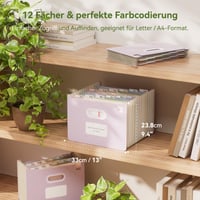 Harmonikový zakladač na dokumenty A4 EcoStash s 12 priehradkami, rozťahovateľný organizér zo pšeničnej slamy, bez BPA, levanduľovofialový 4