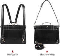 ECOSUSI Női Hátizsák Messenger Táska Vegan Bőr 15.6 Colos Laptop Fekete 5