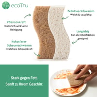 Burete de vase ecotru din celuloză naturală și fibră de cocos 12 buc - Burete de bucătărie bio, biodegradabil, ecologic 2