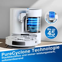 Robotický vysávač ECOVACS DEEBOT N20 Plus s funkciou mopovania, sací výkon 8000 Pa, stanica PureCyclone, technológia proti namotávaniu vlasov, výdrž batérie 300 minút, biely 2