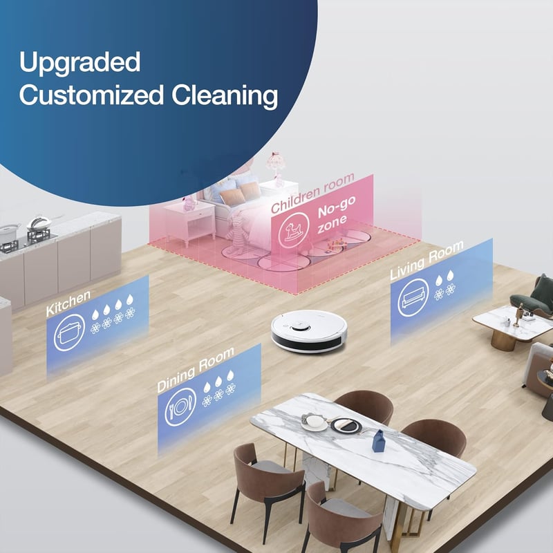 ECOVACS Deebot N8 robotporszívó moppal, 2300Pa szívóerő, lézeres navigáció, szőnyegdetektálás
