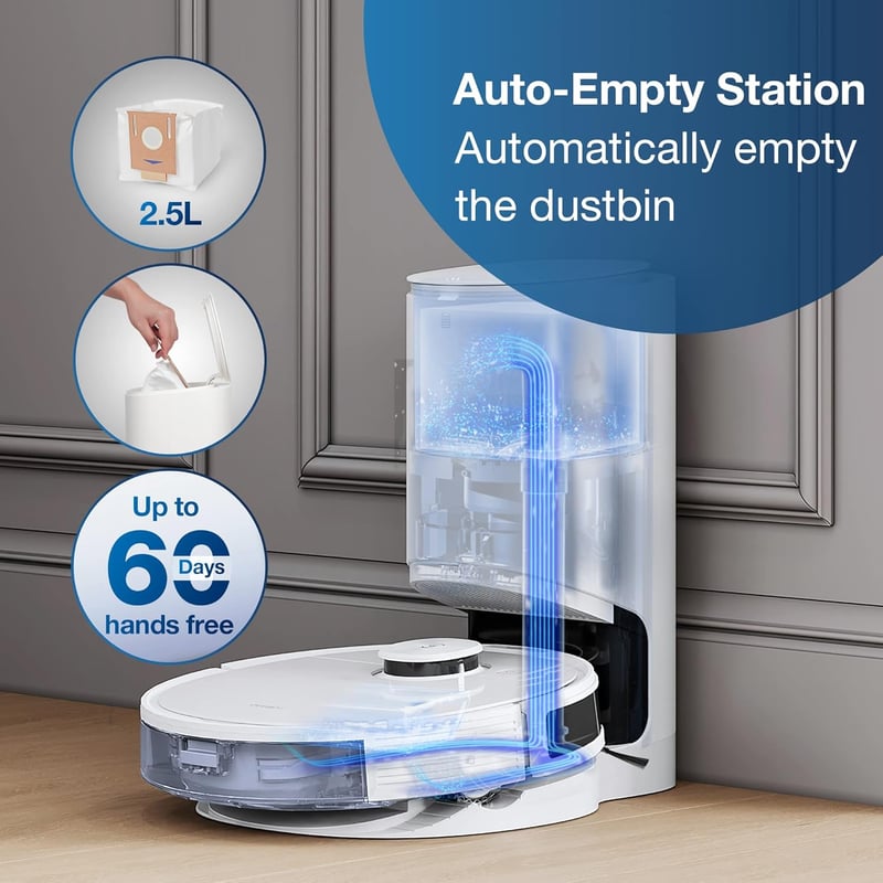 ECOVACS Deebot N8+ robotporszívó nedves törlőfunkcióval, 2300Pa szívóerő, lézeres navigáció