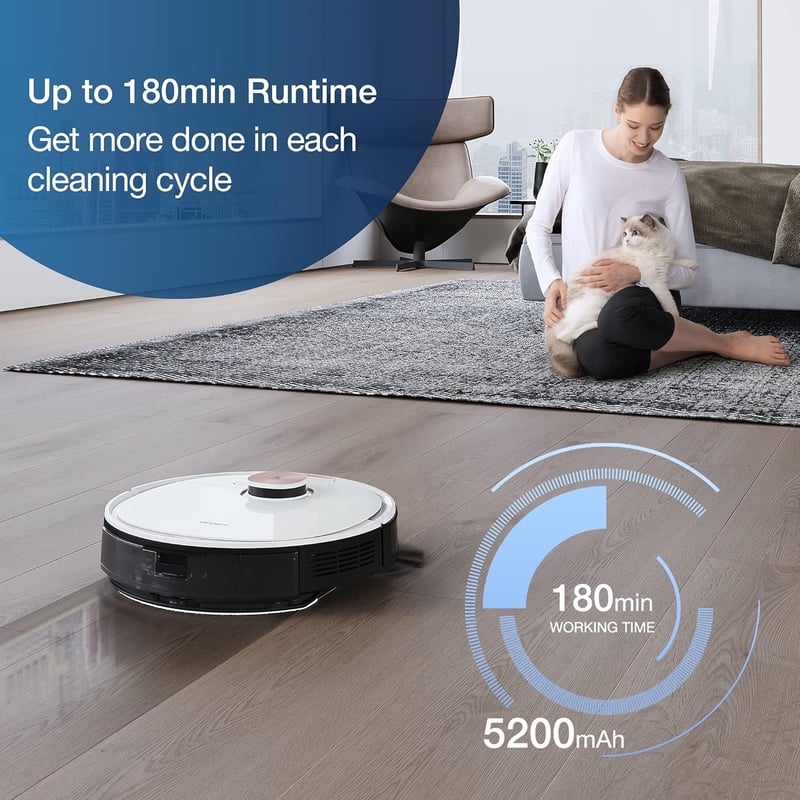 ECOVACS Deebot X2 Omni robotporszívó felmosó funkcióval, 8000Pa szívóerő, 3 órás üzemidő, intelligens akadályfelismerés, Google Home kompati