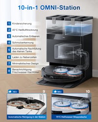 Robotický vysávač s funkciou mopovania ECOVACS T50 Omni Gen2, sací výkon 21000 Pa, vysúvacia kefa, technológia AIVI, výška 81 mm 5
