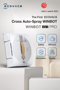 Robotický čistič okien ECOVACS Winbot W1 Pro – 2800 Pa, automatická detekcia okrajov, Win Slam 3.0, biela, 0,06 l 2