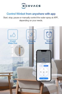 Robotický čistič okien ECOVACS Winbot W1 Pro – 2800 Pa, automatická detekcia okrajov, Win Slam 3.0, biela, 0,06 l 6