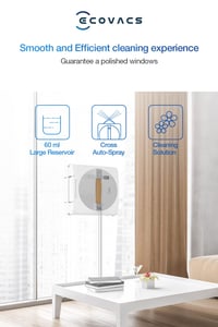 Robotický čistič okien ECOVACS Winbot W1 Pro – 2800 Pa, automatická detekcia okrajov, Win Slam 3.0, biela, 0,06 l 3