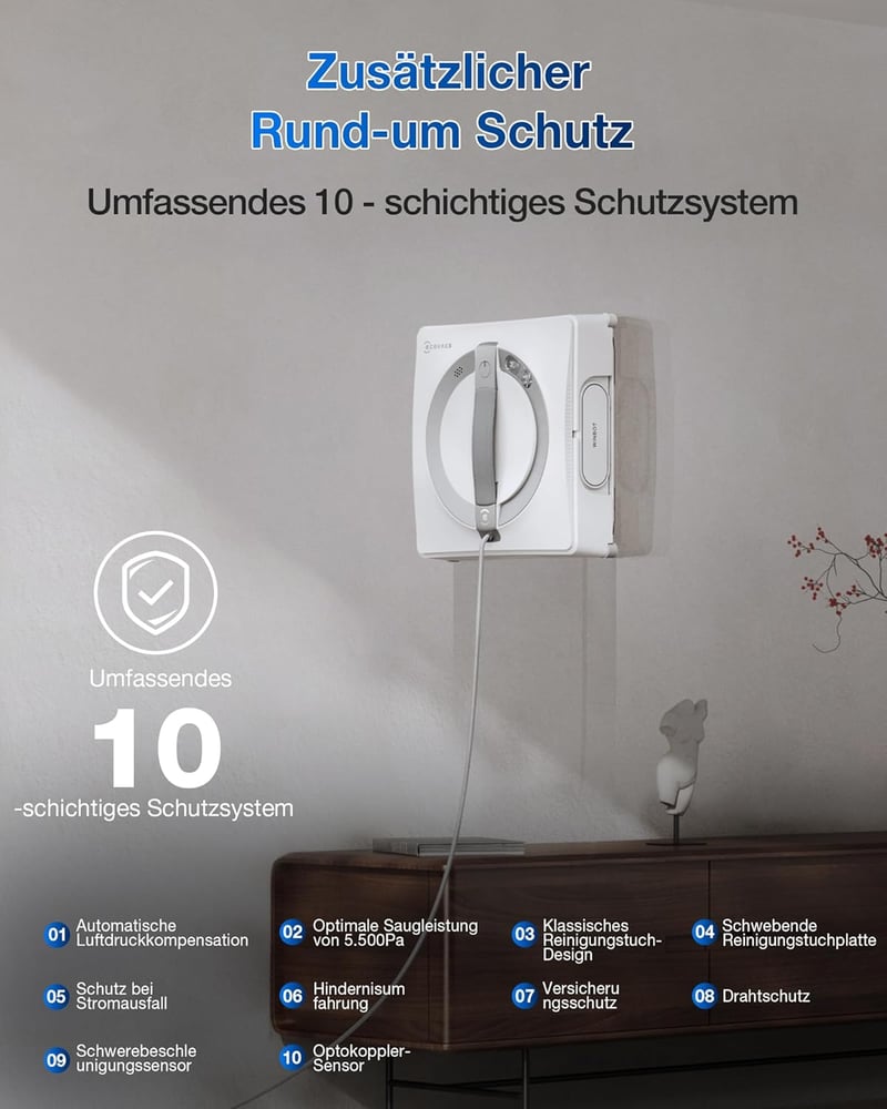 ECOVACS Winbot W2 Pro ablaktisztító robot 3 fúvókás vízpermetezővel