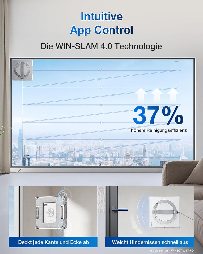 ECOVACS Winbot W2 Pro ablaktisztító robot 3 fúvókás vízpermetezővel