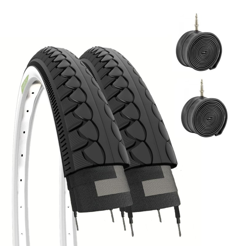 Set 2 Anvelope Ecovelo 26 x 1.50 (40-559) MTB Trekking City + 2 Camere, Alb-Negru, Slick