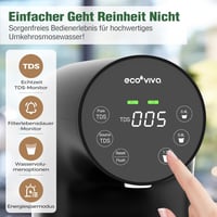 Ecoviva WP-RO-200G Stolni sustav za filtriranje vode s reverznom osmozom, 5-stupanjska filtracija, TDS monitor u stvarnom vremenu, omjer 3:1, bez instalacije, crni 4