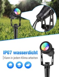 ECOWHO RGB kertilámpa távirányítóval, időzítővel, IP65 vízálló, 4 darabos szett 4