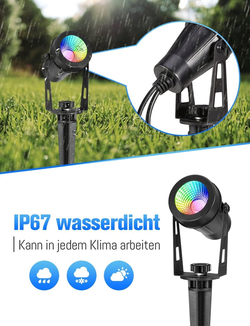 ECOWHO RGB kertilámpa távirányítóval, időzítővel, IP65 vízálló, 4 darabos szett