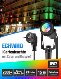 ECOWHO RGB kertilámpa távirányítóval, időzítővel, IP65 vízálló, 4 darabos szett 2