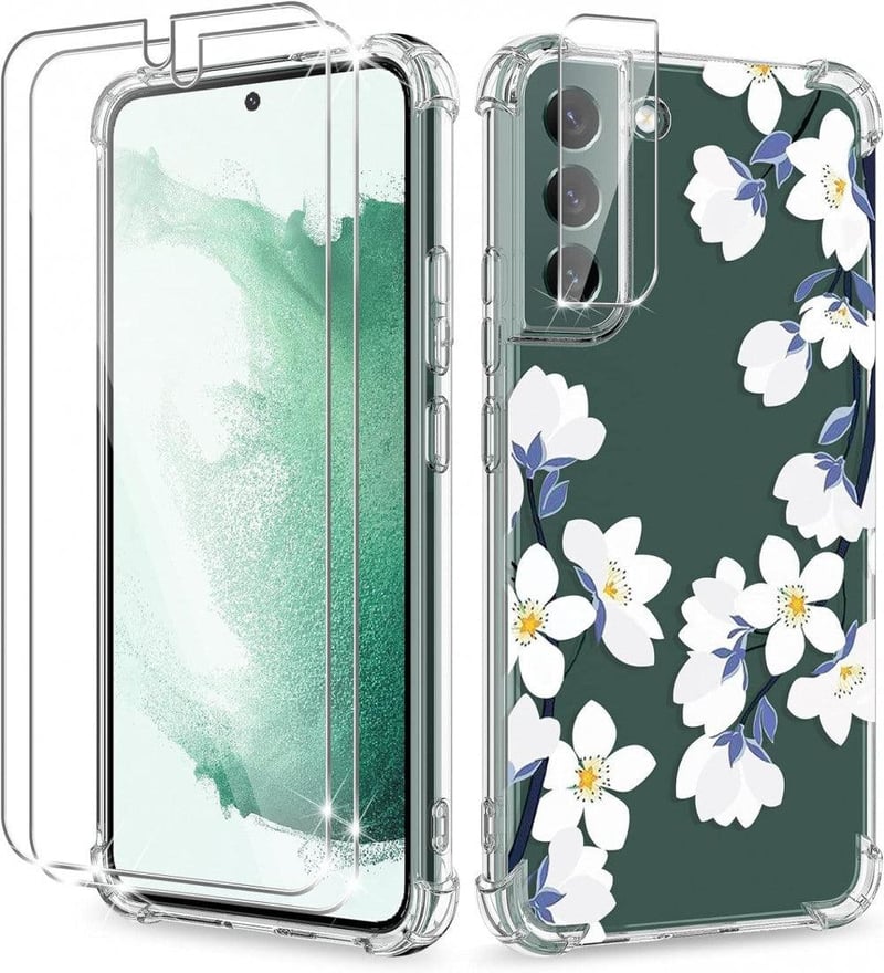 Samsung Galaxy S22 Plus Virágos Védőtok Szett Képernyő- és Kameravédővel