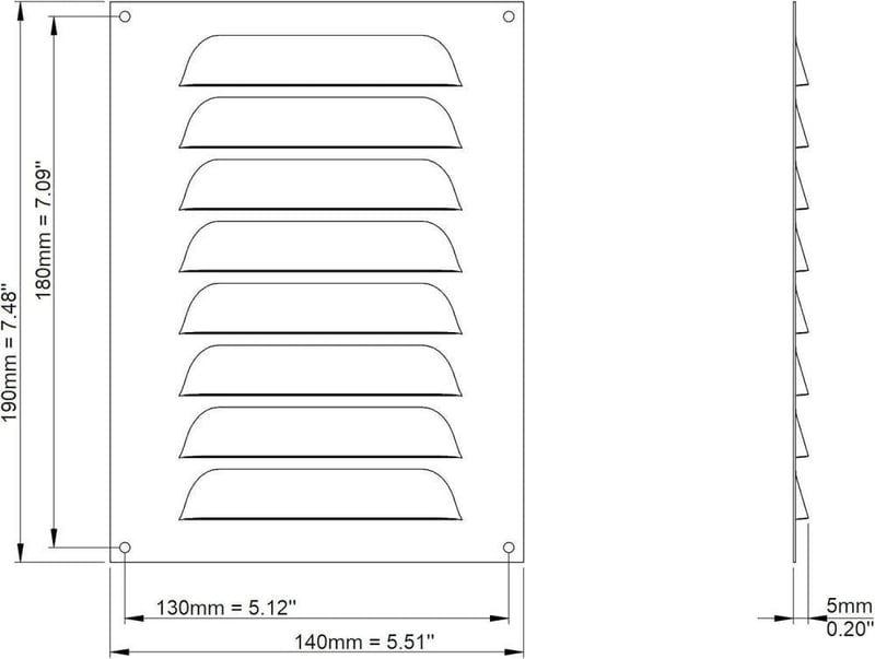 Barna Fém Szellőzőrács Rovarvédővel 140x190mm - Univerzális Szerelhetőség