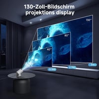 Polocsh Mini Projektor WiFi 6 és BT 5.2 - 720P Full HD, Automata Keystone Korrekció, 180° Forgatható, 130" Képméret, Android 11.0 - Telefon/ 6
