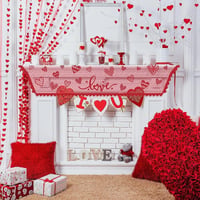 Piros csipkés kandallófutó Valentin-napra (50x230 cm) - Újracsomagolt 2