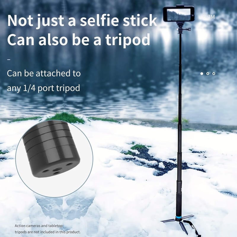 TELESIN 270 cm Szénszálas Szelfibot GoPro Hero 13/12/11/10/9/8, DJI OSMO Action és Insta360 Kamerákhoz - Kihúzható Monopod 360° Forgatható F