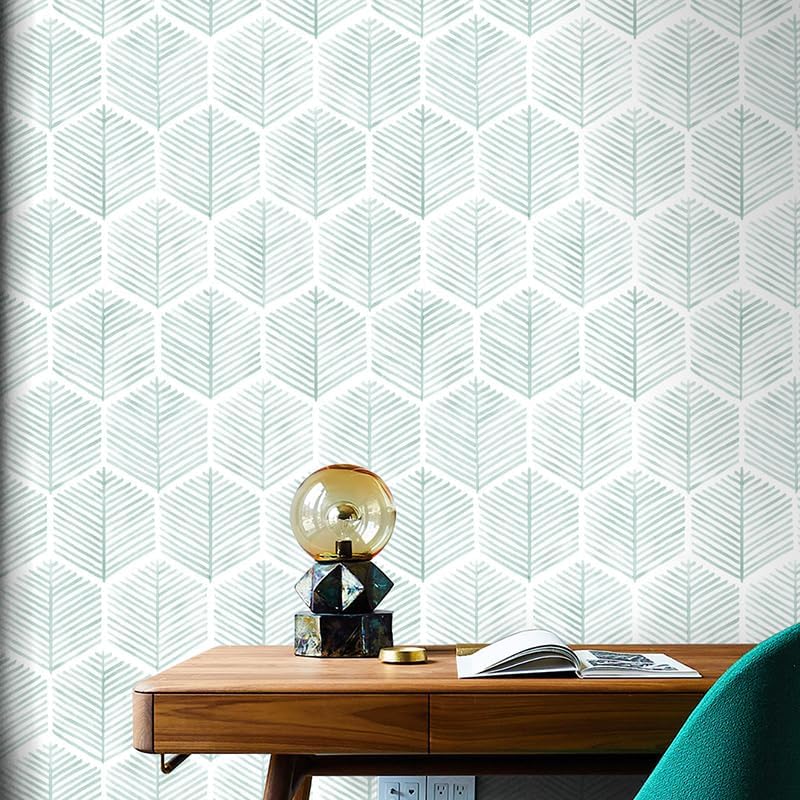 myforHD Öntapadós Tapéta - Modern Zöld Hatszög Mintás PVC Fólia Bútorokhoz - Vízálló Dekorációs Matrica Fiókokhoz, Polcokhoz (44cm x 10m)
