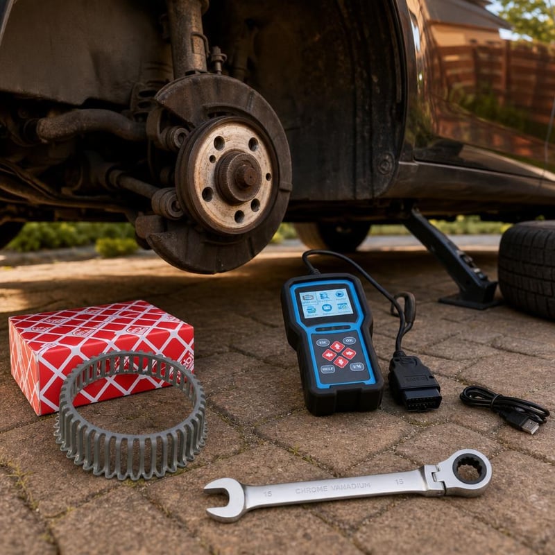 Kit Reparație ABS: Senzor ABS + Cititor coduri OBD2 + Cheie cu clichet 15 mm