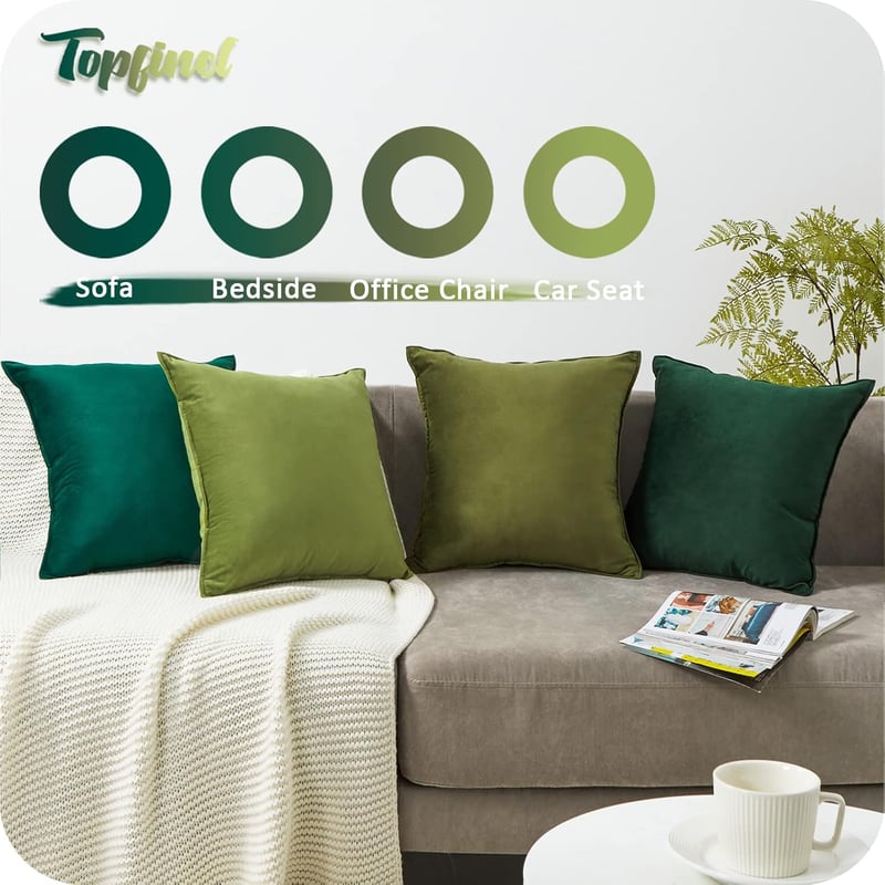 Topfinel Zöld Ombre Bársony Díszpárnahuzat 60x60 cm, 4 db-os Szett
