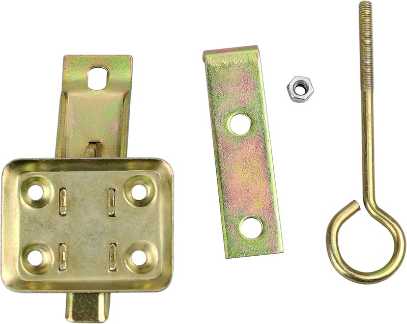 KeyMet GmbH Horganyzott Sárga Padlócsapda Retesz Ablakzár Horoggal - 80mm Hosszú Biztonsági Zár M4 Csavarfuratokkal - 1, Galvanised Yellow