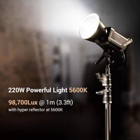 SMALLRIG RC 220D 220W COB Videólámpa, 98700 Lux Fényerő, 9 Fényeffektus, CRI 95+ Bowens Foglalat, SmallGoGo App Vezérlés, V-Mount Kompatibil 1