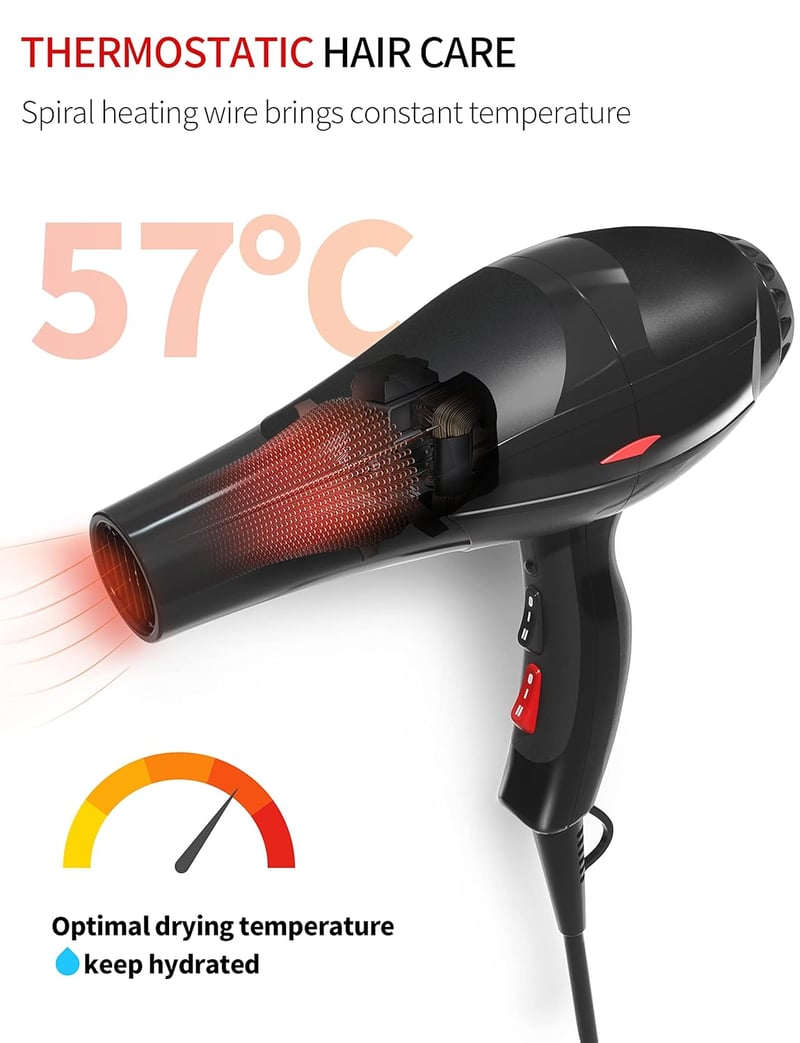 GRT PRO Professzionális Ionos Hajszárító 3500W Kék Fény 2 Sebesség 3 Hőfok Diffúzor