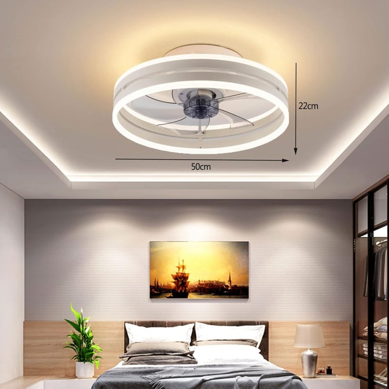 Revneey Mennyezeti Ventilátor Lámpával - 72W Szabályozható LED, Távirányítóval és Applikációval, 6 Sebességű, Időzítővel, Hálószobába, Nappa