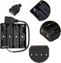 KUOQIY 4 x 1,5V AA Elemtartó USB Csatlakozóval - 6 db-os Készlet Műanyag Dobozzal, Csavarhúzóval és Csavarokkal 3