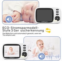 Babystar Baba Figyelő Kamera 3,2" HD Kijelzővel - Vezeték Nélküli, Éjjellátó, Hőmérséklet Figyelés, Kétirányú Hang, ECO Mód, 2100 mAh Akkumu 3