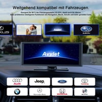 Avylet 9,26" Vezeték Nélküli CarPlay Kijelző Apple CarPlay & Android Auto Támogatással, IP67 Tolatókamerával, GPS Navigációval, Bluetooth 8