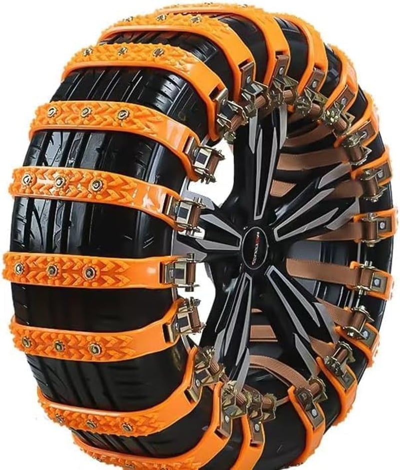 AUTO HIGH Univerzális Autó Hóláncok 10db - Acél Szegecses Csúszásgátló Szett 165-265mm Abroncsokhoz, Tárolótáskával és Szerszámokkal