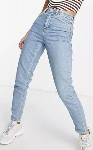 Topshop traperice visokog struka, "mom" stil, izbijeljeno plava boja, W30 L30 EUR 40