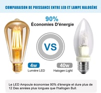 Extrastar E27 ST64 Retro Edison Izzó, 4W, 2200K Meleg Fehér, 400LM, Vintage Antik Dizájn, 35W Hagyományos Izzó Helyettesítő, 6 db-os Csomag 3
