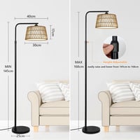 Rayofly Állólámpa Távirányítóval - Rattan Boho Állólámpa LED Izzóval, Alkalmazásvezérléssel, Rattan és Lenvászon Lámpaernyővel Nappali és H 2