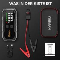 YUSMAN 6000A Autós Bikázó Powerbank 21800mAh - 12V Indításrásegítő Minden Autóhoz, LCD Kijelzővel, 4 LED Világítási Móddal és Gyorstöltéssel 7