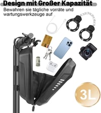 SHTALHST Bilincs Zár Elektromos Rollerhez - Acél Láncos Biztonsági Lakat Xiaomi, Ninebot, NIU Rollerekhez 3L Táskával, 56 cm, Fekete 6